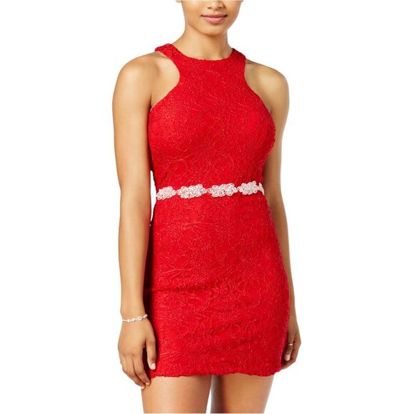 City Studio Womens Beaded Bodycon A-line Dress, Red, NWT